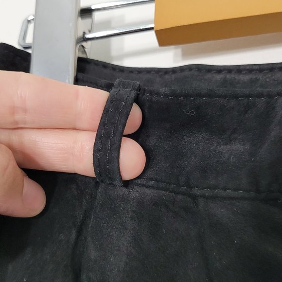 Mil-Idee Zara Vintage High Waisted Pleated Suede Shorts Black Pockets 90's - Picture 7 of 14